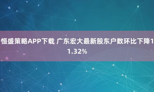 恒盛策略APP下载 广东宏大最新股东户数环比下降11.32%